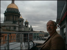 Mark on terrace in St. Petersburg